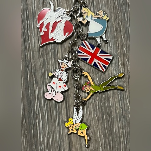 Epcot UK Pavilion Keychain Alice Mary Poppins 101 Dalmatians Disney Parks NEW - Picture 3 of 4
